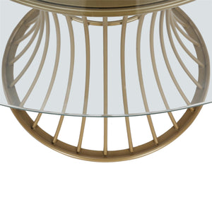 CosmoLiving Westwood Glass Top Dining Table - Brass