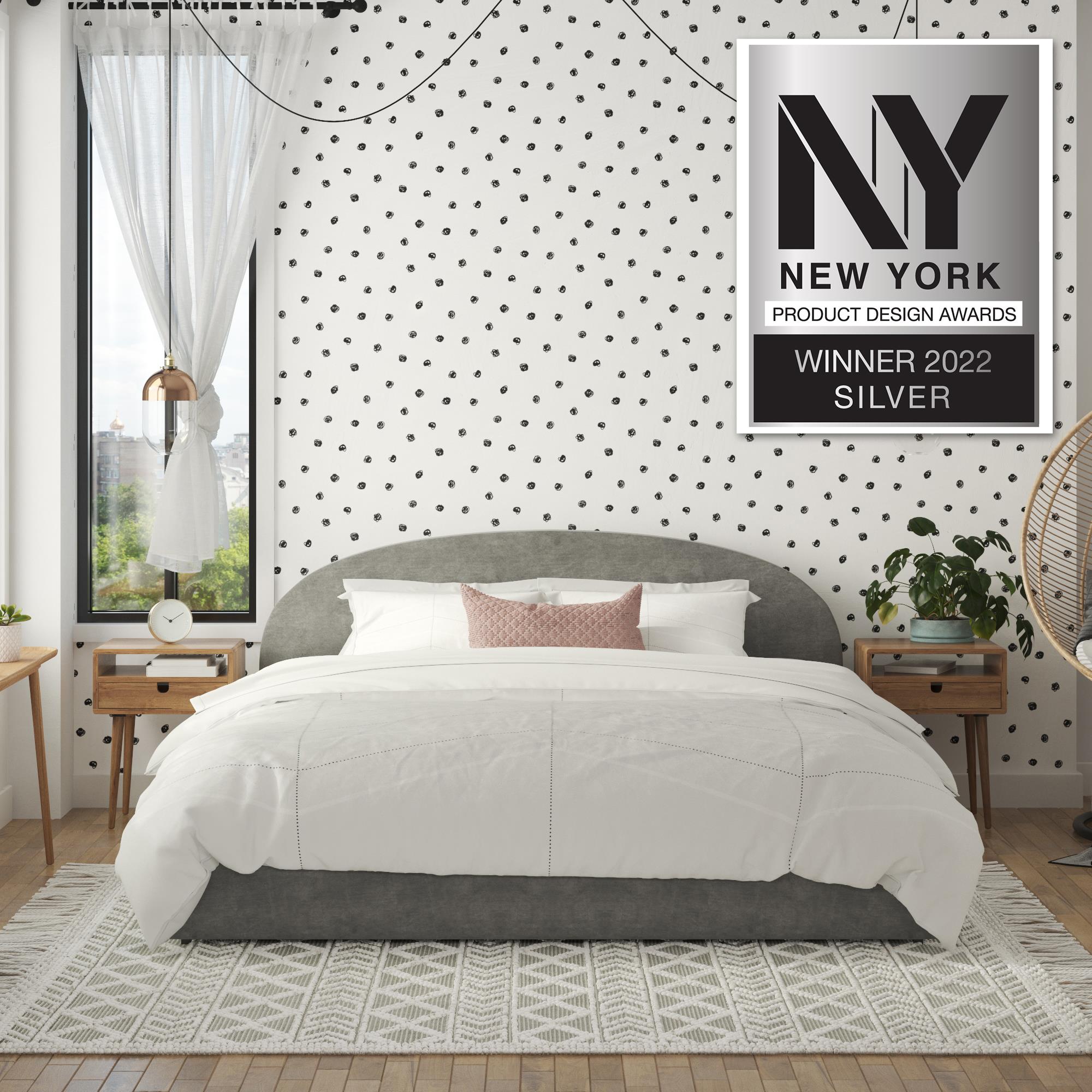 Mr. Kate Moon Upholstered Bed with Storage - Light Gray - King