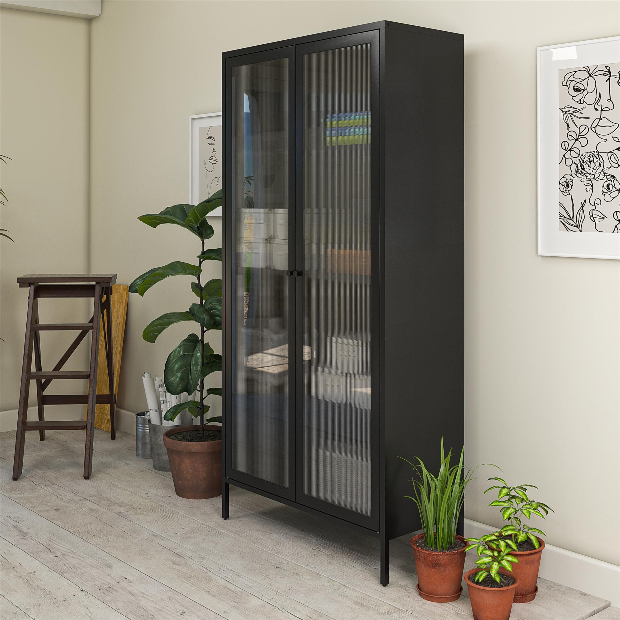 Systembuild Evolution Ashbury Heights Tall 2 Door Metal Storage Cabinet - Black