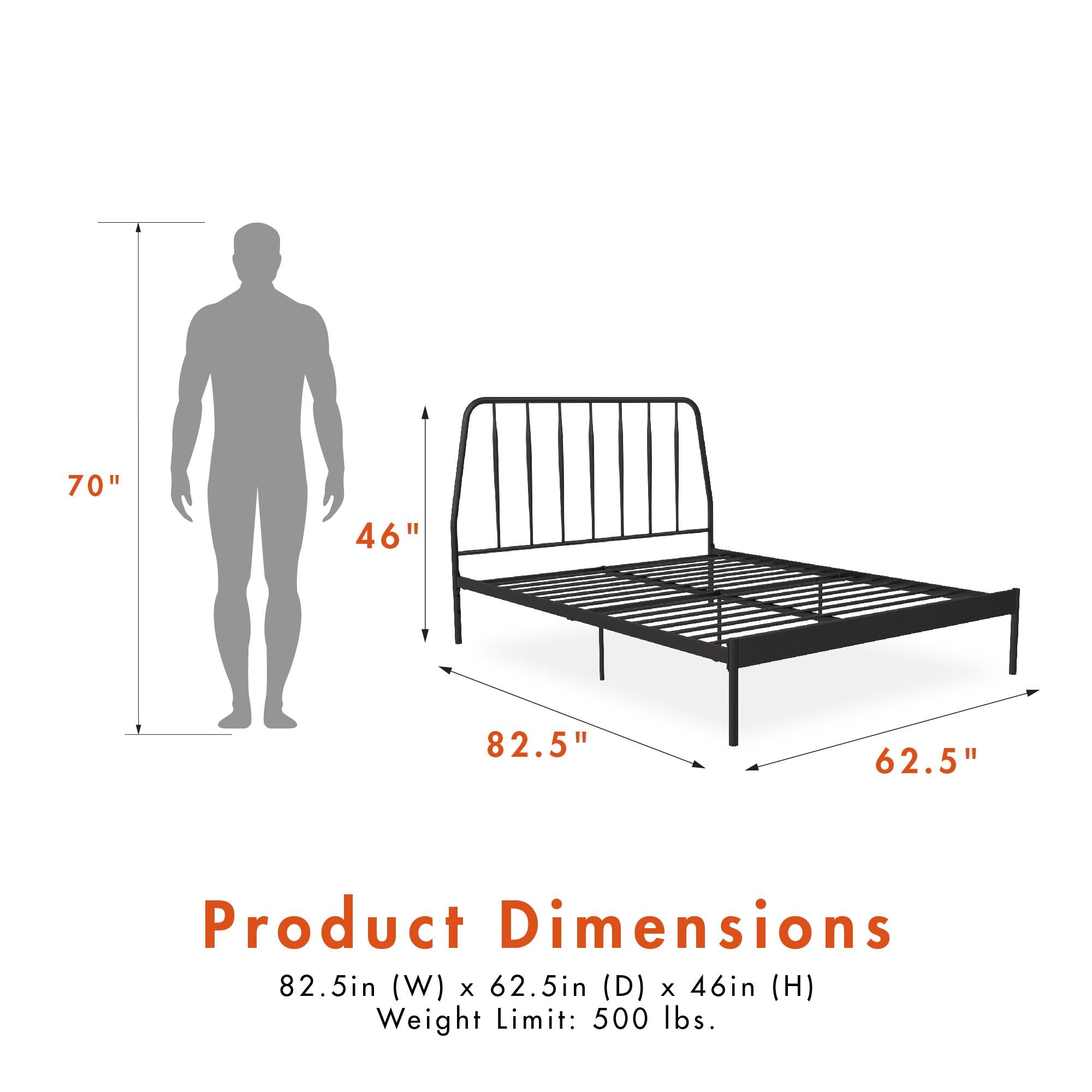 CosmoLiving Anastasia Metal Bed - Black - Queen