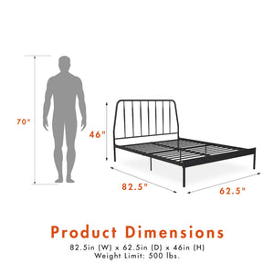 CosmoLiving Anastasia Metal Bed - Black - Queen
