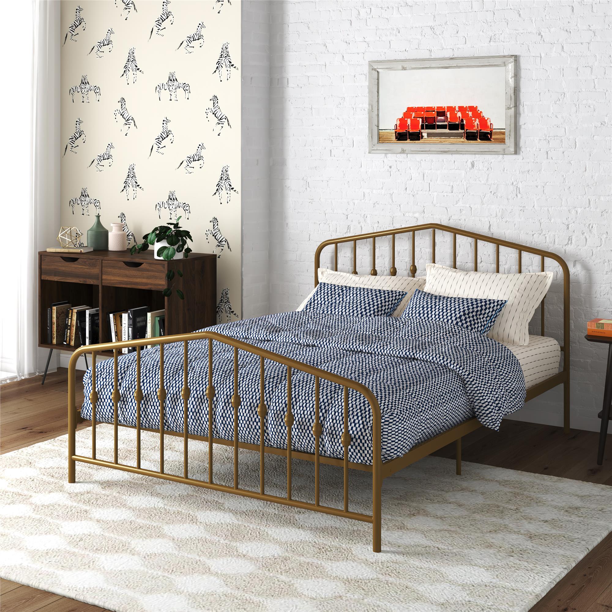 Novogratz Bushwick Metal Bed - Gold - Queen