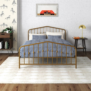 Novogratz Bushwick Metal Bed - Gold - Queen
