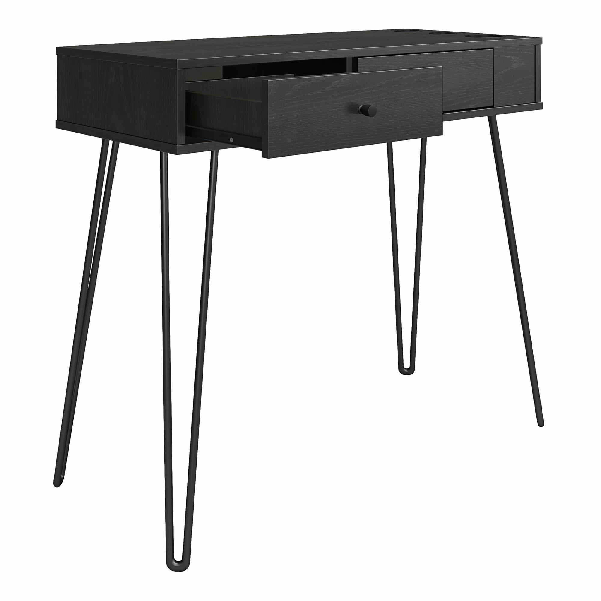 Novogratz Kimberly At Home Vanity with Drawers - Black Oak