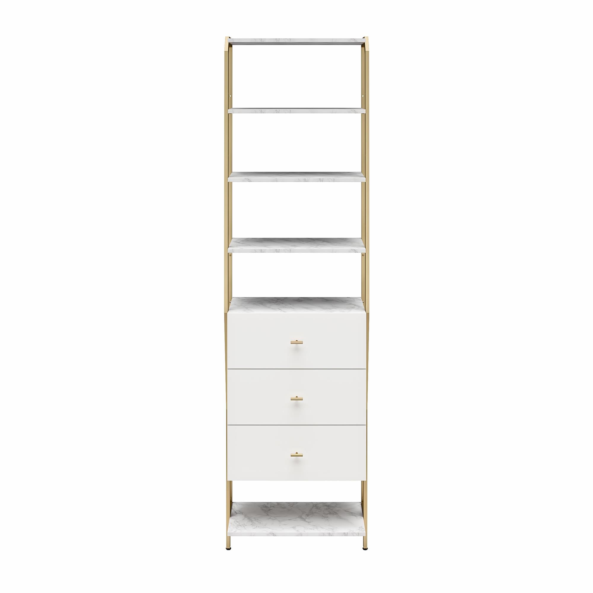 CosmoLiving Gwyneth Closet - 3 Drawers - White marble