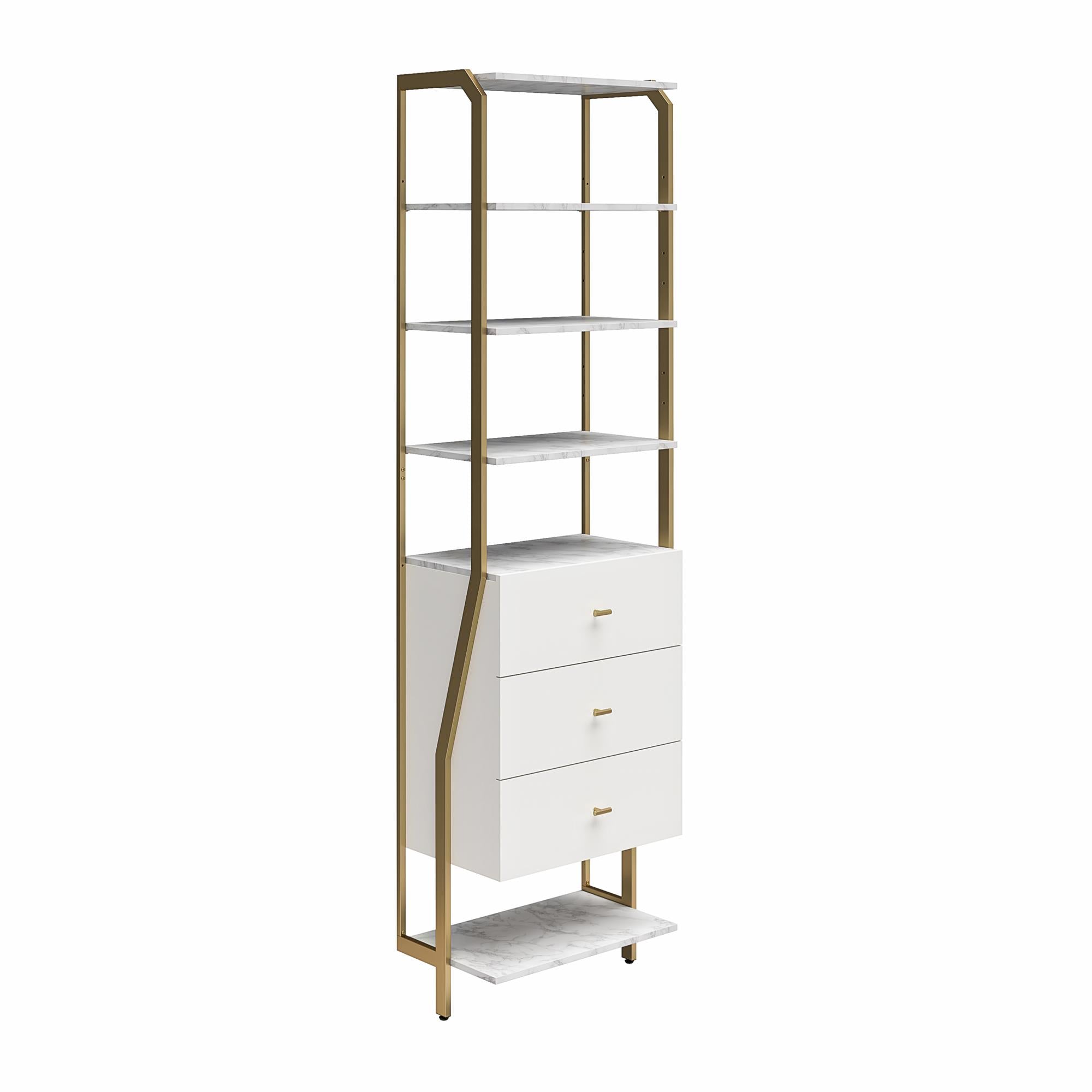 CosmoLiving Gwyneth Closet - 3 Drawers - White marble