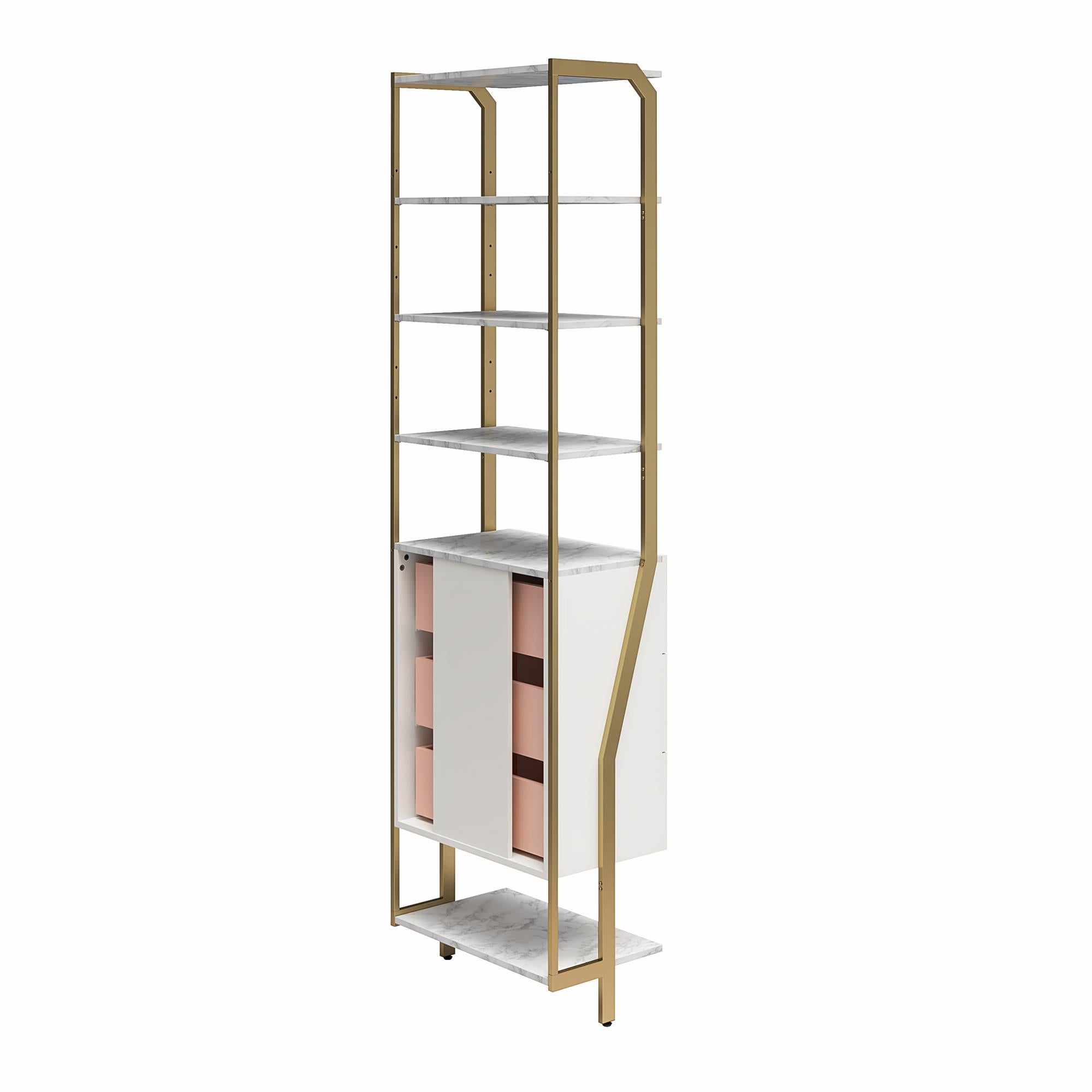 CosmoLiving Gwyneth Closet - 3 Drawers - White marble