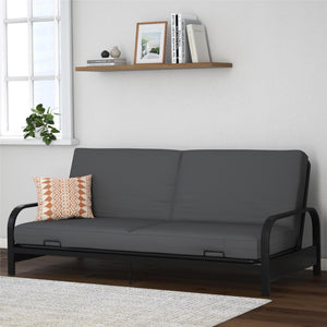 DHP Elbern Futon Set with Metal Frame and Mattress - Gray - Full