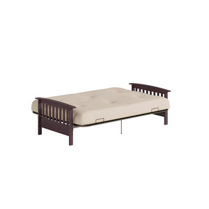 DHP Darrien Futon Set with Wood Arm Frame and 6" Polyester Mattress - Tan