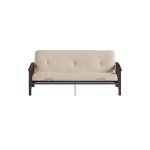 DHP Darrien Futon Set with Wood Arm Frame and 6" Polyester Mattress - Tan