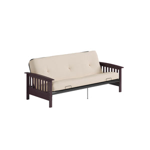 DHP Darrien Futon Set with Wood Arm Frame and 6" Polyester Mattress - Tan