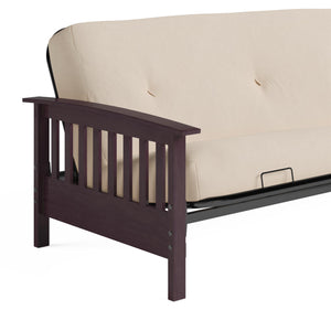 DHP Darrien Futon Set with Wood Arm Frame and 6" Polyester Mattress - Tan