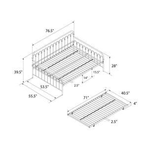 Novogratz Bright Pop Metal Daybed with Trundle - Off White - Full