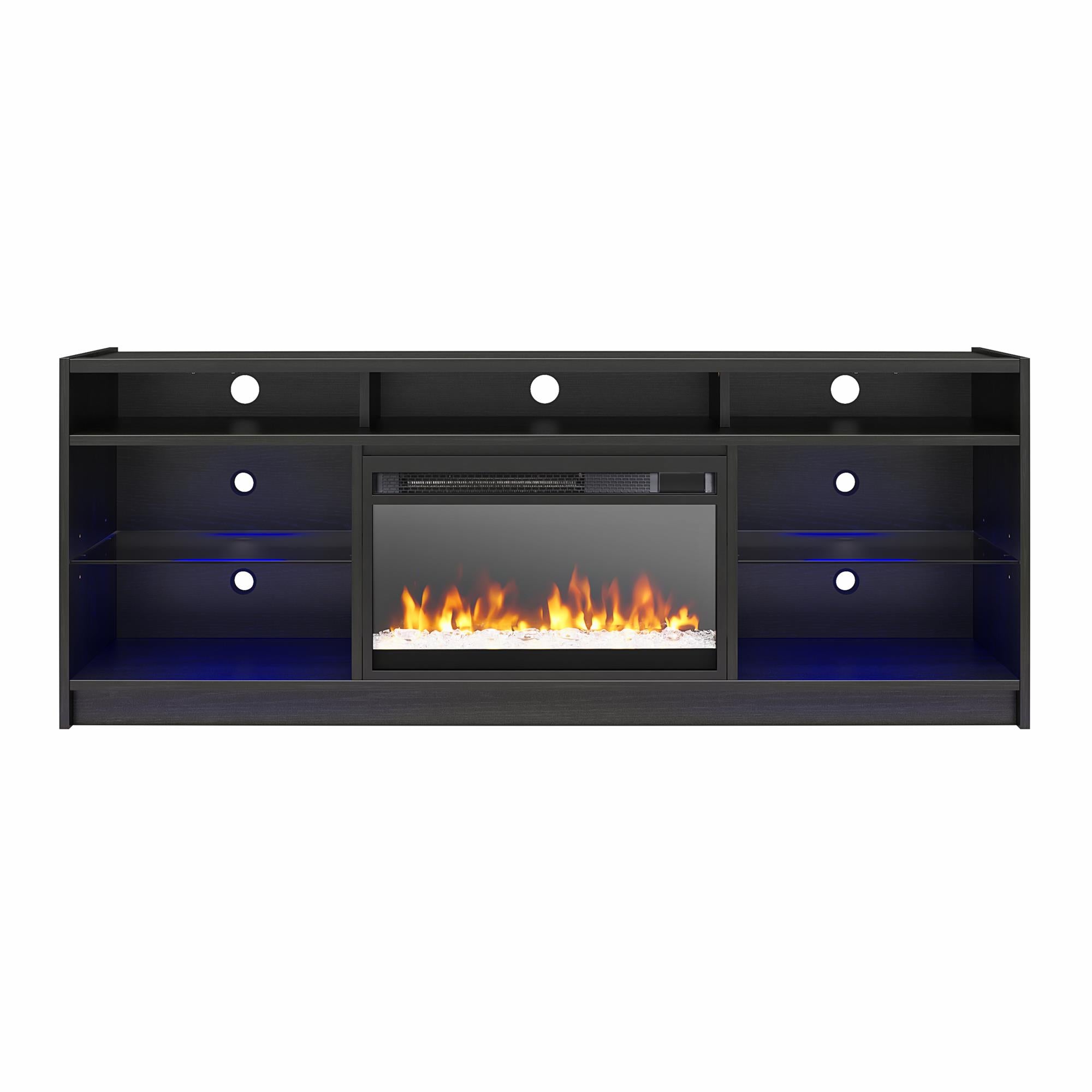Ameriwood Home Luna Electric Fireplace TV Stand for TVs up to 65" - Black Oak