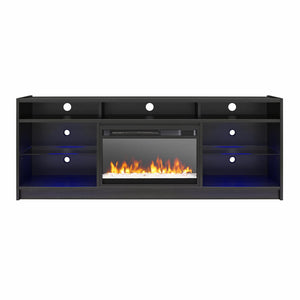 Ameriwood Home Luna Electric Fireplace TV Stand for TVs up to 65" - Black Oak