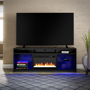 Ameriwood Home Luna Electric Fireplace TV Stand for TVs up to 65" - Black Oak