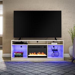 Ameriwood Home Luna Electric Fireplace TV Stand for TVs up to 65" - Ivory Oak