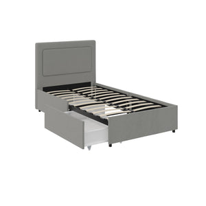 RealRooms Alden Bed with H/B and Storage Drawers - Gray - Twin
