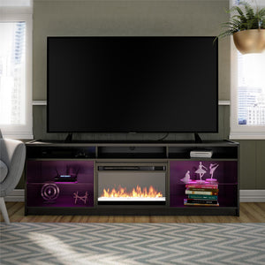 Ameriwood Home Luna Fireplace TV Stand for TVs up to 75" - Black Oak