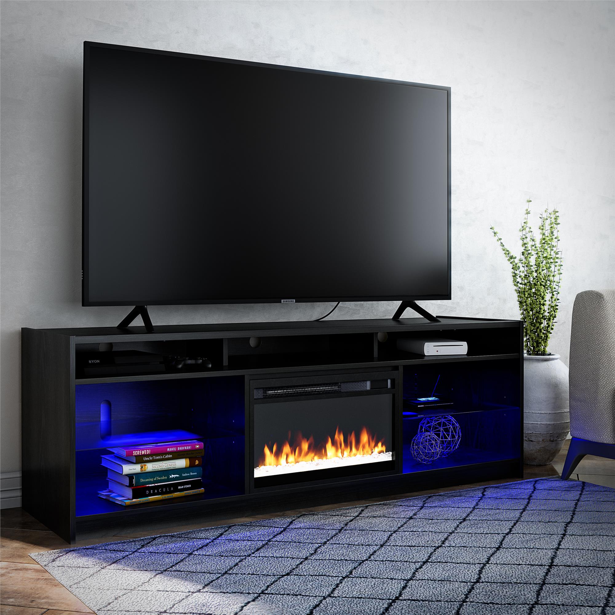 Ameriwood Home Luna Fireplace TV Stand for TVs up to 75" - Black Oak