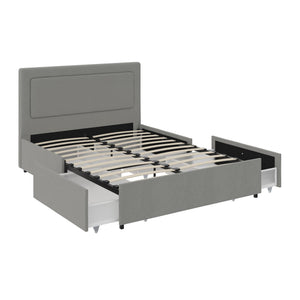 RealRooms Alden Bed with H/B and Storage Drawers - Gray - Full