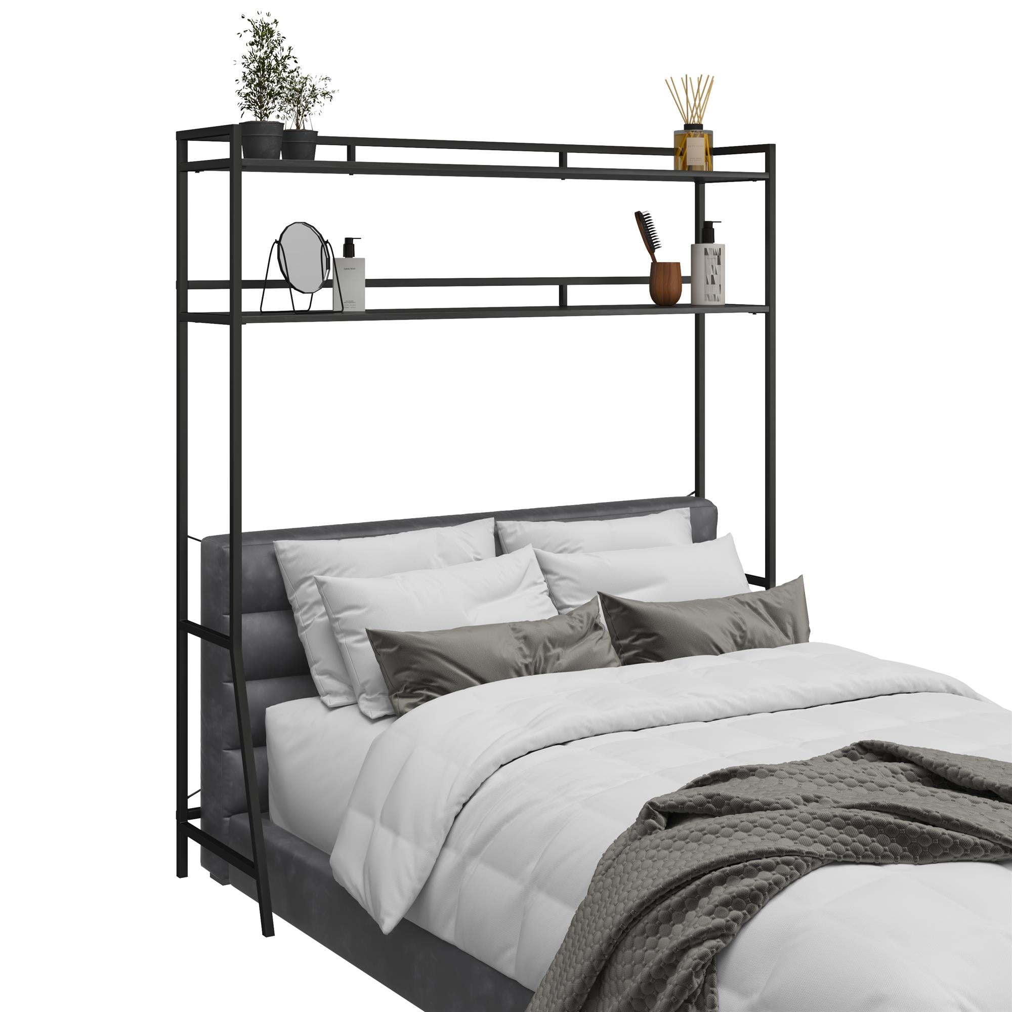 Novogratz Beverly Over-The-Bed Storage for Full and Full XL Beds - Black Oak