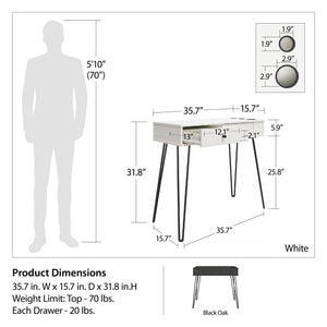 Novogratz Kimberly At Home Vanity with Drawers - White