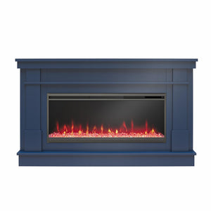 Novogratz Waverly Wide Mantel with Electric Fireplace - Navy
