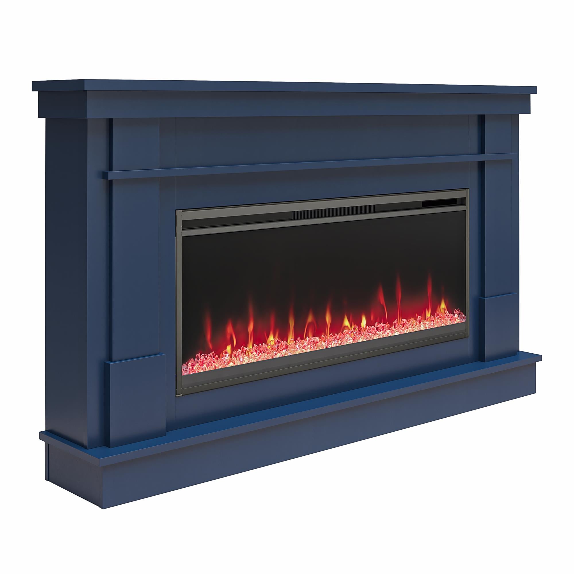 Novogratz Waverly Wide Mantel with Electric Fireplace - Navy