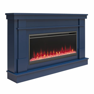 Novogratz Waverly Wide Mantel with Electric Fireplace - Navy
