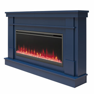 Novogratz Waverly Wide Mantel with Electric Fireplace - Navy