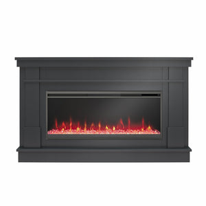 Novogratz Waverly Wide Mantel with Electric Fireplace - Black