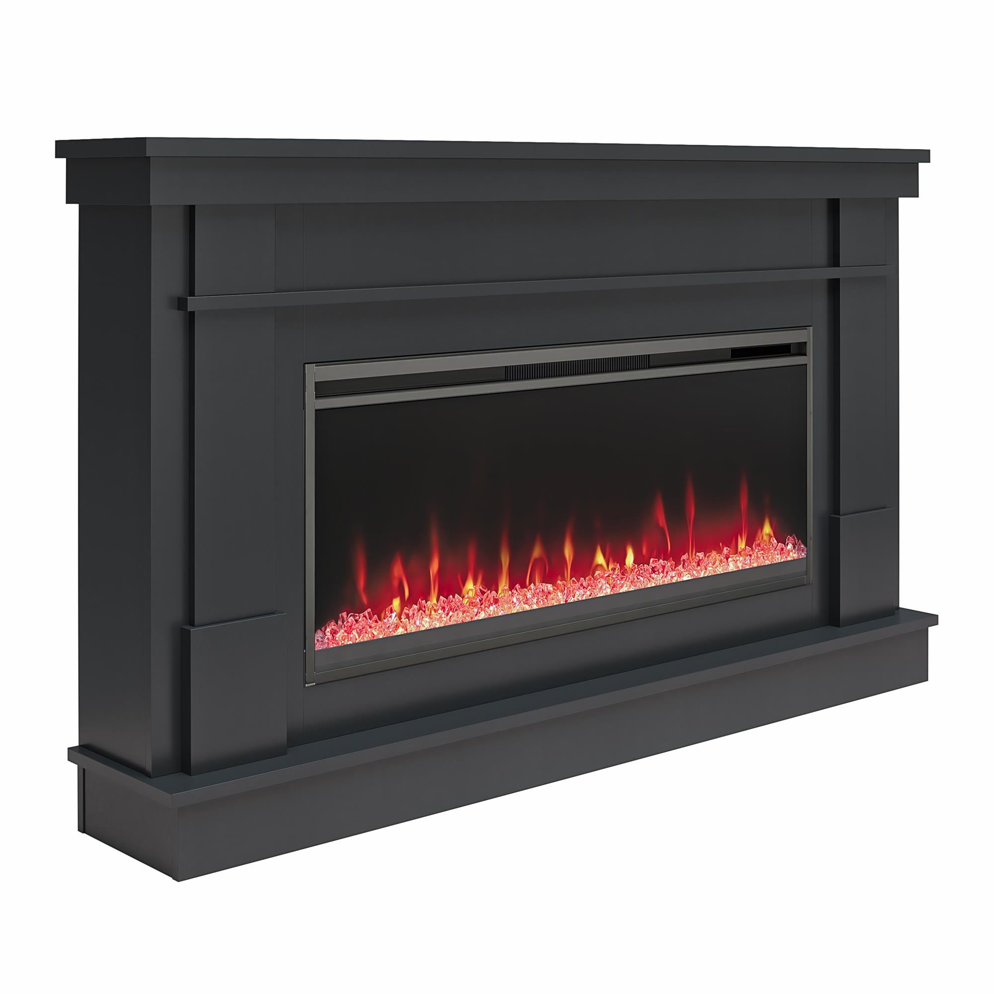 Novogratz Waverly Wide Mantel with Electric Fireplace - Black