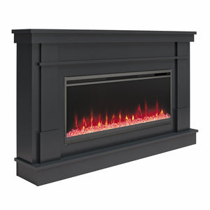 Novogratz Waverly Wide Mantel with Electric Fireplace - Black