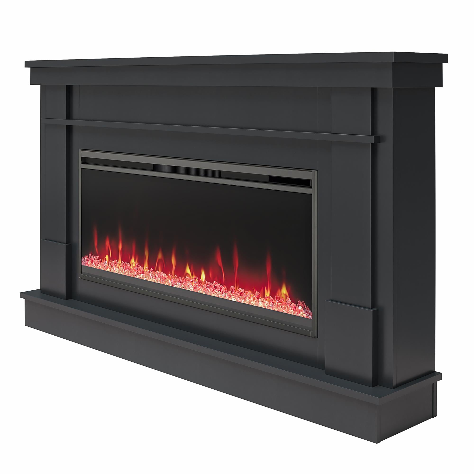 Novogratz Waverly Wide Mantel with Electric Fireplace - Black