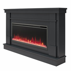 Novogratz Waverly Wide Mantel with Electric Fireplace - Black