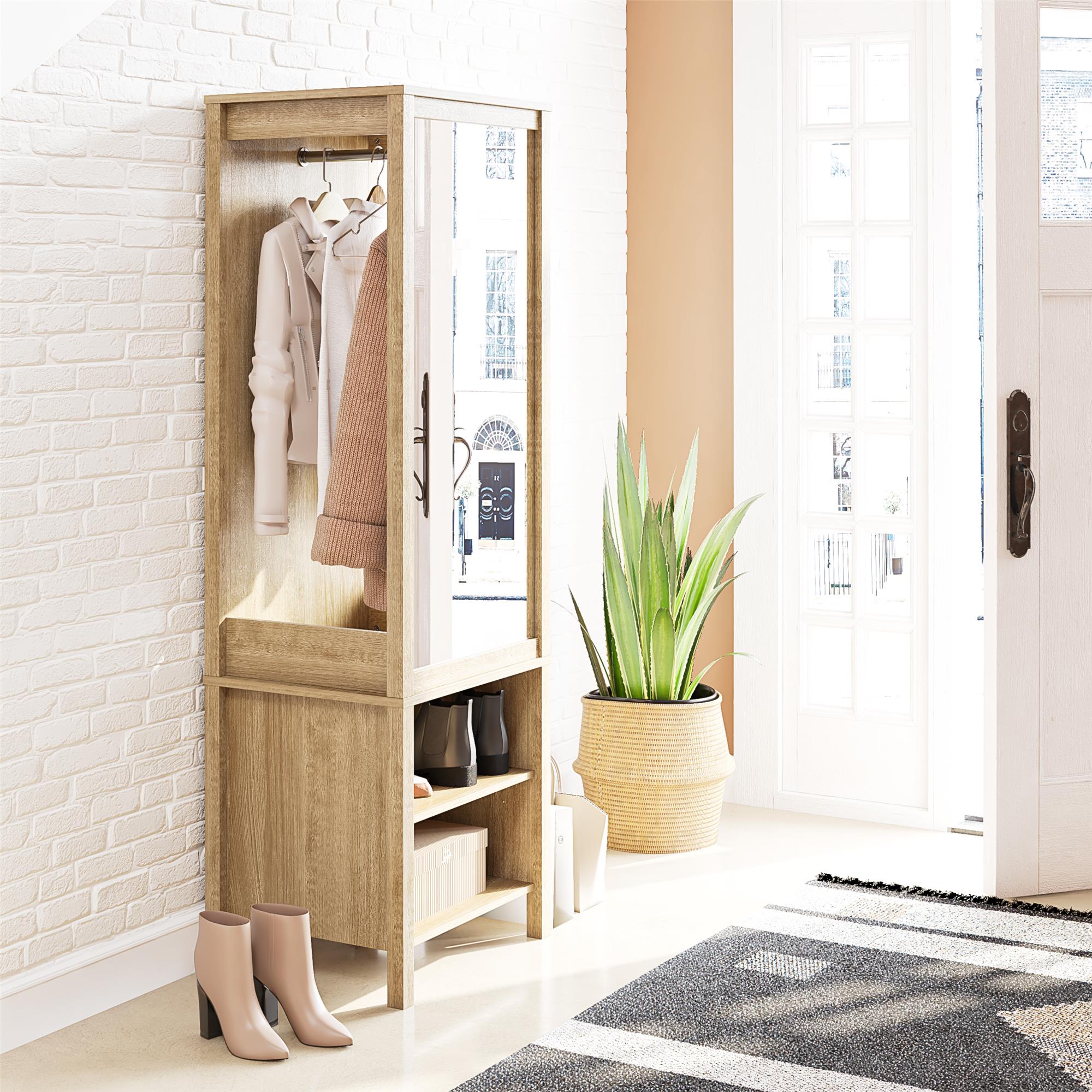 Ameriwood Home Wimberly Wardrobe with Mirror - Natural