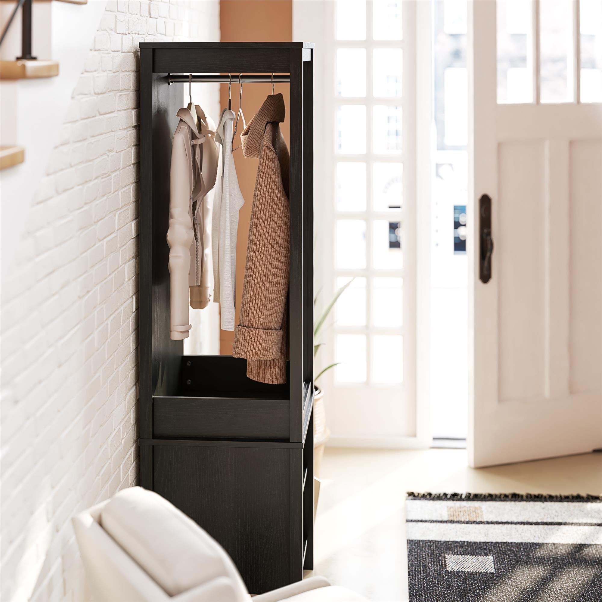 Ameriwood Home Wimberly Wardrobe with Mirror - Black Oak