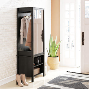 Ameriwood Home Wimberly Wardrobe with Mirror - Black Oak