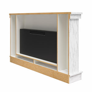 Novogratz Waverly Wide Mantel with Electric Fireplace - White marble