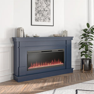 Novogratz Waverly Wide Mantel with Electric Fireplace - Navy