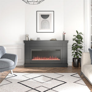 Novogratz Waverly Wide Mantel with Electric Fireplace - Black