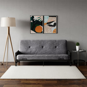RealRooms Avanti Black Metal Futon Frame with Storage Pockets - Black - Full