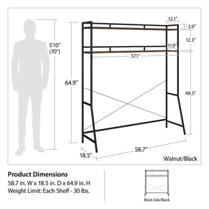 Novogratz Beverly Over-The-Bed Storage for Full and Full XL Beds - Black Oak