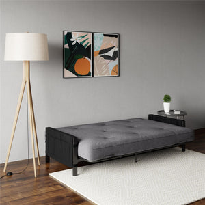 RealRooms Avanti Black Metal Futon Frame with Storage Pockets - Black - Full