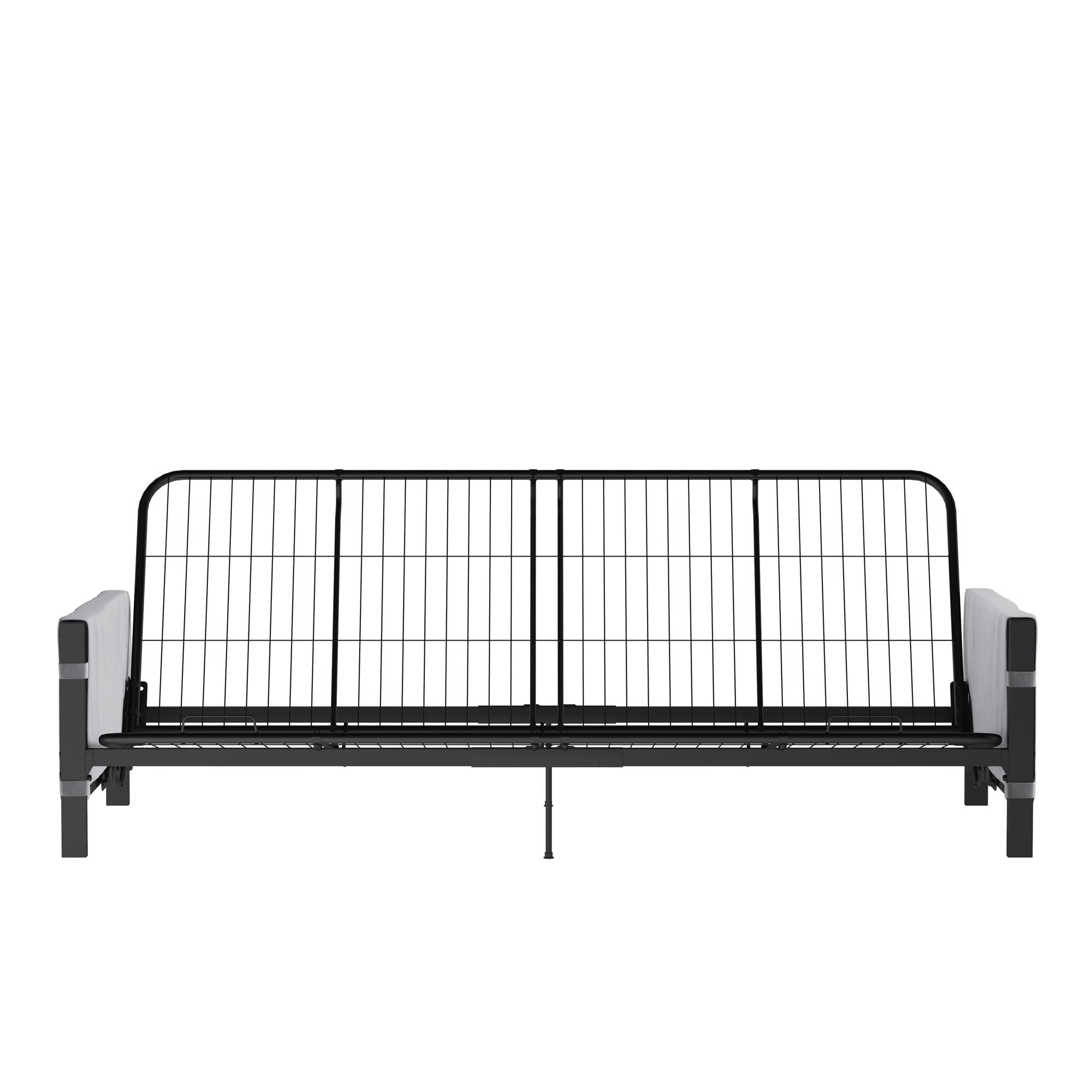 RealRooms Avanti Black Metal Futon Frame with Storage Pockets - Black - Full