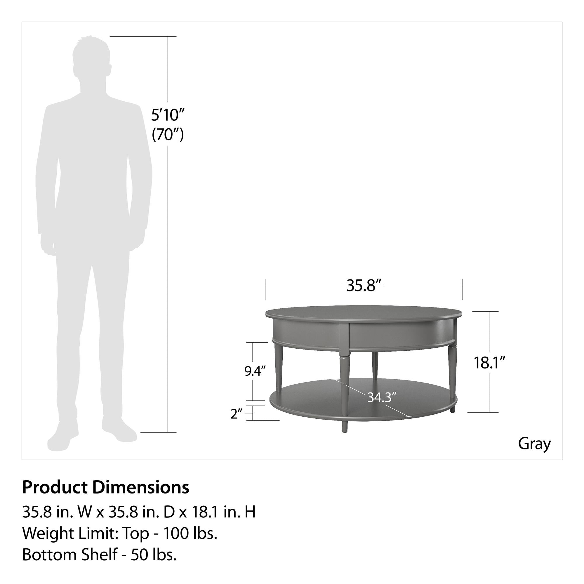 Ameriwood Home Aurora Coffee Table - Gray