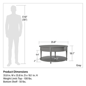 Ameriwood Home Aurora Coffee Table - Gray