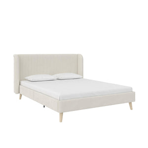 Novogratz Holly Upholstered Wingback Bed - Ivory - Queen