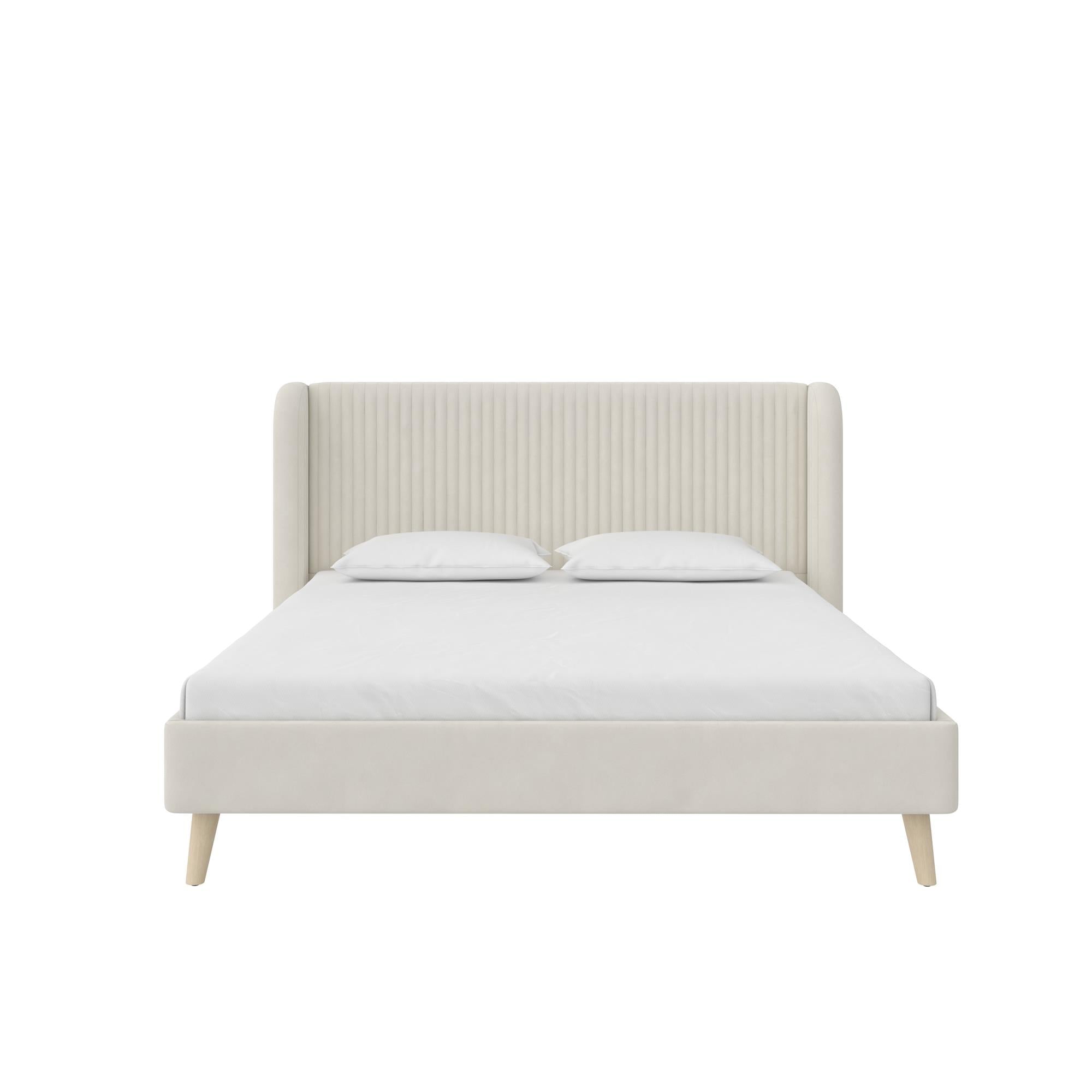 Novogratz Holly Upholstered Wingback Bed - Ivory - Queen